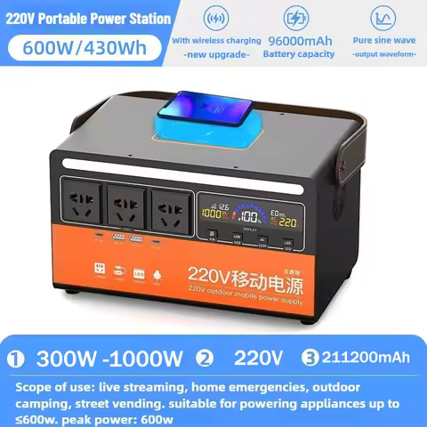 Portable Power Station 1000W 781.44Wh 18650 Lithium Battery 220V AC Output Solar Generator Power Ban