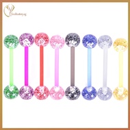 TERY 8PCS/Set Colorful Glitters Acrylic Barbell Ball Tongue Rings Piercing Jewelry SG