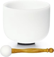 528hz Root Chakra Frosted Quartz Crystal Singing Bowl C Note 8 Inch with Rubber Mallet