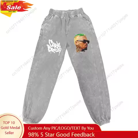 Chris Brown Hip Hop Rapper Pants Man Woman Teenager Retro Vintage Trousers Cotton Elastic Sweatpant