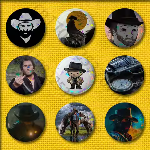 R-Red D-Dead Redemption Morgan RDR2 Badges 75mm 25mm 44mm 32mm 58mm Round Pin Brooch Souvenir Clothe