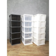 [BUATAN MALAYSIA]Laci 4/5 Tingkat Kabinet /5Tier Modern Big Storage Durable Transparent Plastic Drawer Cabinet READYSTOK