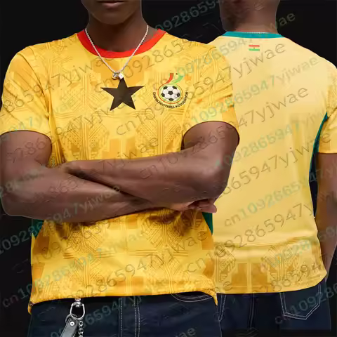 26-27 Ghana Home Football Jersey Golden Speed Drying Sports Clothing Outdoor Fitness Training Tee Su