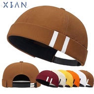 XIANSTORE Brimless Hat, Solid Color Adjustable Docker Cap,  Cotton Vintage Landlord Hat Unisex