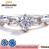 0.5Ct Chain Ring for Women 925 Silver Moissanite Adjustable Stackable Ring