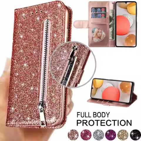 Wallet Fashion Glitter Leather Case For Samsung Galaxy Note 20 Ultra 10 Lite 9 8 S23 FE S22 Plus S21