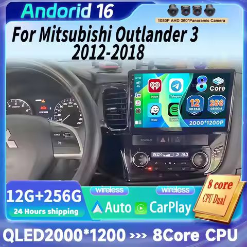 Android 16 For Mitsubishi Outlander 3 GF0W GG0W 2016-2018 Stereo Car Radio Multimedia Video Player G