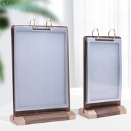 NORMAN Ads Display Stand, Label Holder Wooden Holder Menu Card Holder, Multipurpose Loose leaf Multi