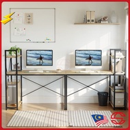 Cassa 7.5 Feet (230CM) Long Office Table Study Table Desk with Book Shelf 3 Tier