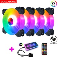 Coolmoon 6Pin Heatsink Dissipation RGB Computer Chassis Cooling Fan 140mm PC Case Accessories for Gaming Cooler Remote Control