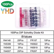 100/200PCS Rectifier Diode Resistor Kit 1N4001 1N4004 1N4007 1N4148 1N5408 1N5819 1N5822 1N5404 FR10