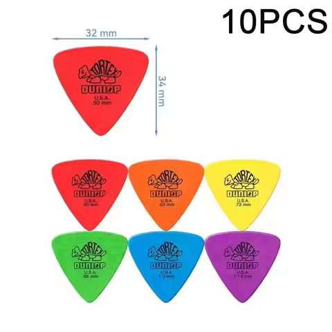 10pcs Delrin Dunlop Guitar Picks 0.5/0.6/0.73/0.88/1.0/1.14MM Anti-slip Style Triangle Picks Guitar 