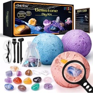 GobiDex Gemstones Dig Kit, Solar System Science Kit for Kids, Excavate 15 Real Gems, STEM Educationa