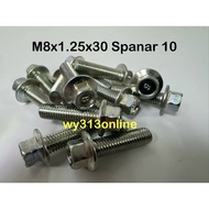 (1pc) M8x1.25x30 Spanar 10 Stainless Steel Flange Bolt Screw Bolt