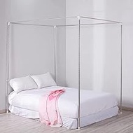 KingKara Canopy Bed Frames Post Queen Full Size Stainless Steel Netting Bed Canopy Frame Poles Four Corner Bed Bracket Fit for Metal Bed Wood Bed Bedroom Décor (Queen)