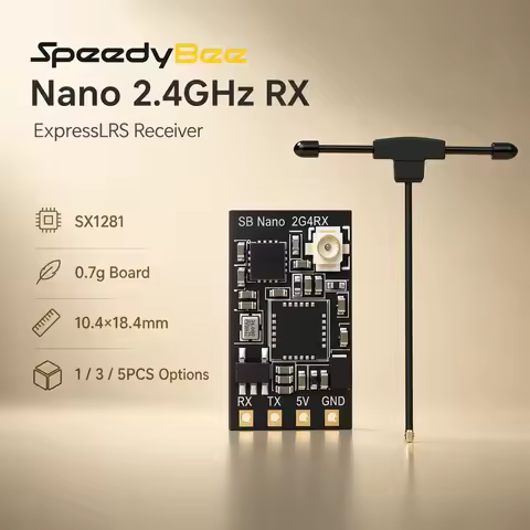 SpeedyBee Nano ExpressLRS Receiver 2.4GHz 100mW IPEX1 T Antenna 0.7g For Compact FPV Drone RC Aircra