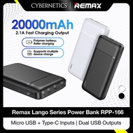 REMAX Powerbank 20000mAh Powerbank Type C Input RPP-166 Dual USB Powerbank Portable Powerbank Remax