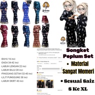 JJ COUTURE Moden Songket Peplum Set Elegant Romance Graphic Gold Printed Slim Fit MUSLIM WEAR