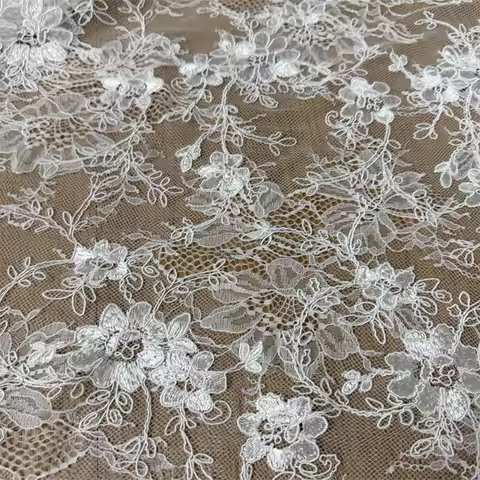 1 Yard Low Price Popular Chantilly Lace Fabric Embroidery Cord for Wedding Dress Lace Material