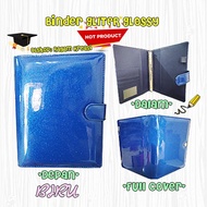 GLOSSY LAMINATED GLITER Binder 20 Rings A5 Blue