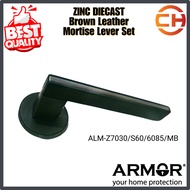 ARMOR Zinc Diecast Brown Leather Mortise Leverset (ALM-Z7030/S60/6085/MB)