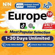 Europe eSIM 5-30Days Daily 500MB/1GB/2GB Unlimited 4G Data | High Speed Travel Data Europe SIM Card/