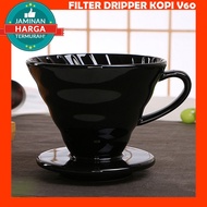V60 Coffee Filter Glass Coffee Filter Dripper 1-2 Cups - Black