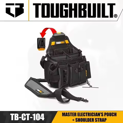 TOUGHBUILT TB-CT-104 Master Electrician's Pouch + Shoulder Strap Electrician's Waist Pack Organizer 