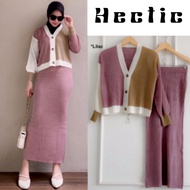HECTIC Shania OneSet Women's Premium Thick Smooth Knit Suit Realpict 1 Set Cardigan Skirt Span 2in1 