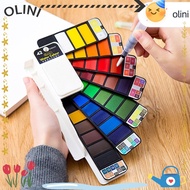 OLINI Watercolor Pigment, 18/24/36/42 Colors Solid Watercolor Paint Set, Portable with Water Brush P