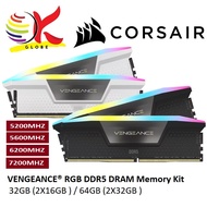 CORSAIR VENGEANCE RGB DDR5 PC RAM 32GB (2X16GB) / 64GB (2X32GB) 5200MHZ / 5600MHZ / 6200MHZ / 7200MH
