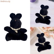 feelsaa Handcrafted Black Rabbit Keychain Soft and Portable Anime Keyrings Toy for Kids