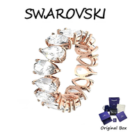 ♈Swarovski♈ 5586164 แหวนทองคำชมพู Matrix Vittore Drop Cut ประดับอัญมณีคริสตัลสีขาว (แจกกล่องของขวัญบ