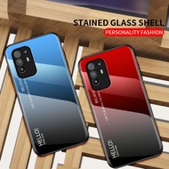 OPPO Reno 5Z Shockproof Gradient Tempered Glass Back Soft Silicone Edge Case Cover