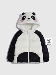嬰兒裝|Logo防潑水造型連帽羽絨外套-黑白熊貓