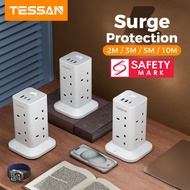 TESSAN Extension Plug Tower Extension Socket with 3 USB(Type C), Surge Protector Extension Cord with