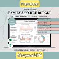 Family Annual Budget Spreadsheet | Monthly & Biweekly Budget Tracker | Google Sheets & Excel | Finan