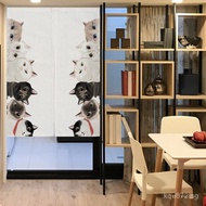Cute Half-Curtain Cat Door Curtain Kitchen Curtain No-Drill Bedroom Curtain Cotton Linen Fabric Whol