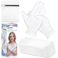 6 Pairs 100% Moisturizing Gloves for Dry Hands Overnight Selizo 10 Pairs White Cotton Gloves for Wom