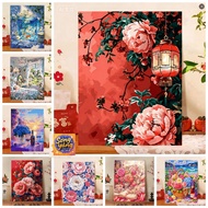 SY-frame-32*40/40*50cm/50-60cm- Color by number painting COLORFUL LANDSCAPE frame, brush, paint