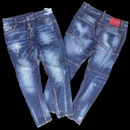 Blue DENIM JEANS WASHED RIPPED BOLONG SLIM REFULAR FIT BOY FRIEND BAGGY DSQUARED 2 ITALY PRELOVED SE