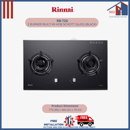 Rinnai RB-72G 2 burner built-in hob schott glass (black) top plate