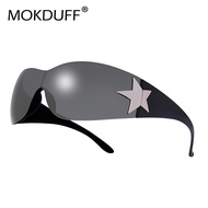 Punk Sports Y2k Star Rimless Sunglasses Women Brand Designer Sun Glasses For Men UV400 Goggles Shades One Piece Oculos De Sol