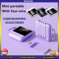 SG Local Stock 20000mAh Power Bank Portable With 4 Wires LED Flashlight Powerbank 充电宝