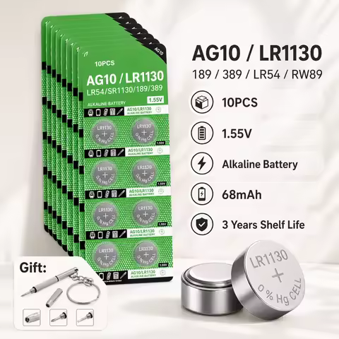 4-100PCS LR1130 AG10 189 389 LR54 RW89 L1131 SR1130SW Alkaline Button Coin Cell Batteries for Watche
