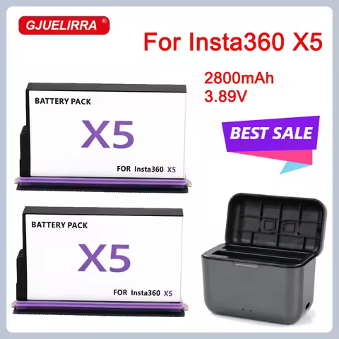 For Insta360 X5 Battery 2800mAh 3.89V Battery+2-Slot Charger Battery Camera 360 Panoramic Action Bat