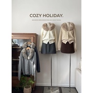 8686 WOOL CARDIGAN HEART COLLAR MIX FUR