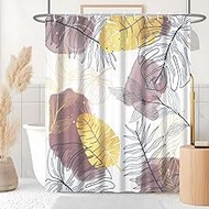 Shower Curtain, 180 x 220 cm, Shower Curtain, Anti-Mould, Lavender, Boho Style, Tropical Abstract Pa
