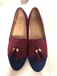 [平放] 日本熱門女鞋品牌 Oriental Traffic 酒紅撞色流蘇 Loafers | 8-9成新 (鞋面鞋底極新)