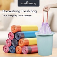 Easyhome.sg Trash Bag 45 x 50cm (1 Roll 15pcs) / Drawstring Garbage Bag / Rubbish Bag / Plastic Bag 